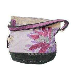LUCKY Brand Floral Canvas Shoulder Bag - Purple and Black